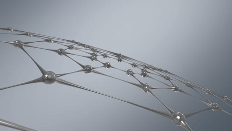 digital animation of network of connections spinning with copy space on grey background