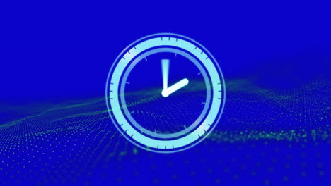 animación del reloj sobre la onda sobre un fondo azul oscuro