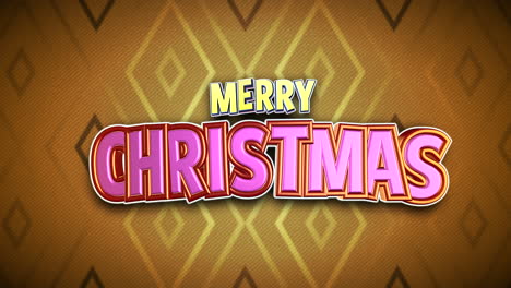 texto moderno de feliz navidad en un patrón geométrico naranja