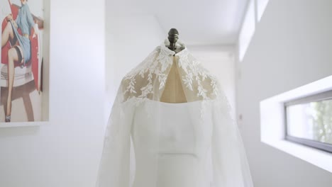 elegant white wedding dress with lace detail