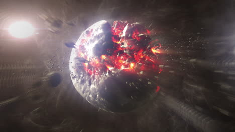 planet explosion in space