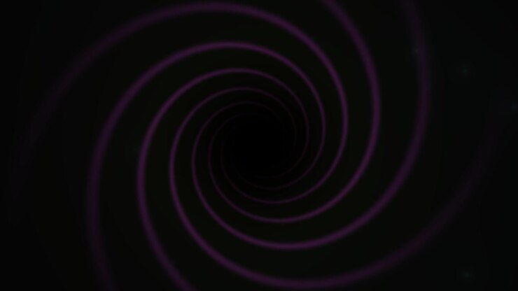 Terowongan Spiral Ungu Abstrak Berputar di Ruang Gelap