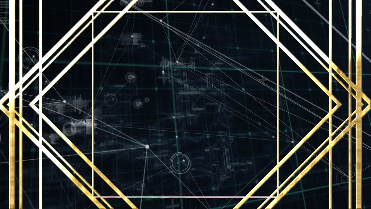 Animation of infographic interface with abstract pattern and dots interconnecting with lines