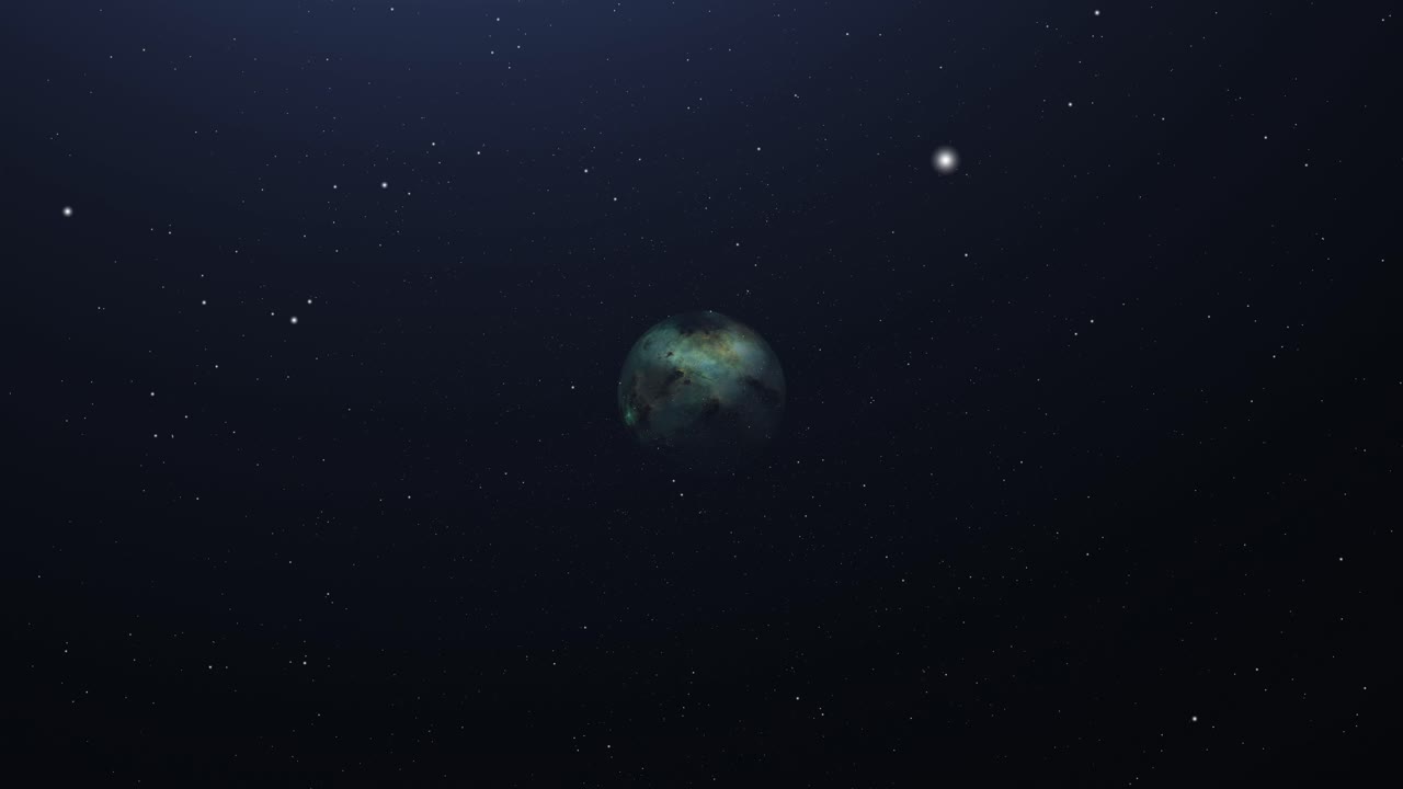 green planets in space and stars