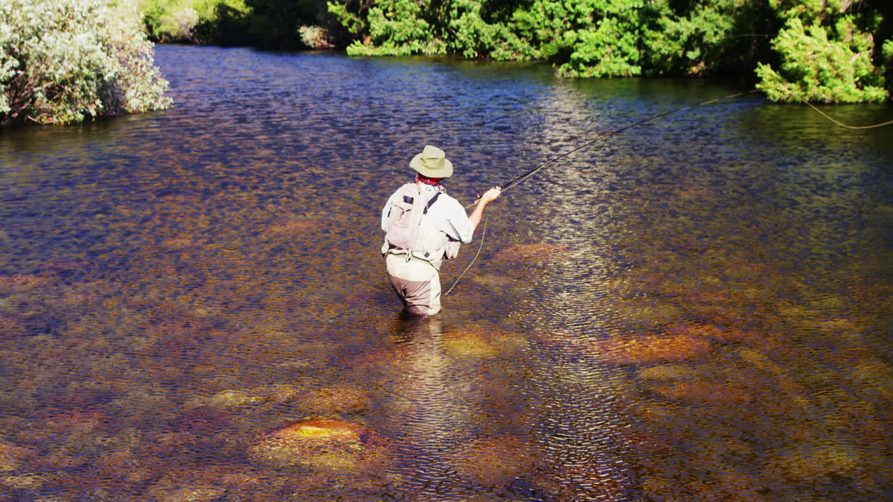 Man fly fishing in river