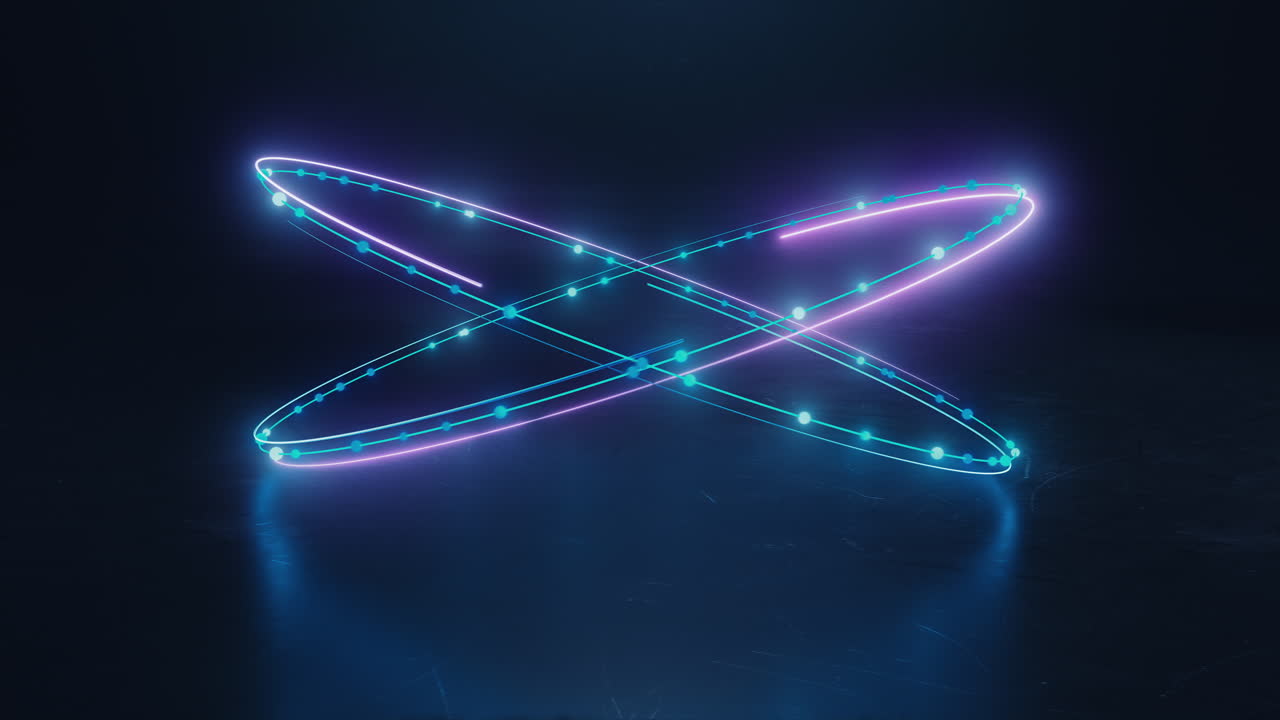 반사 바닥의 네온 도를 따라 날아다니고 박이는 순환