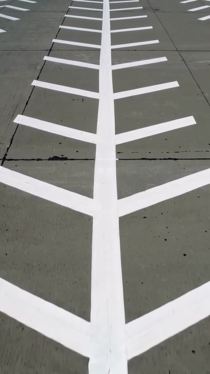 Camera moving forward after dolly push to expose chevron pattern and concrete surface details