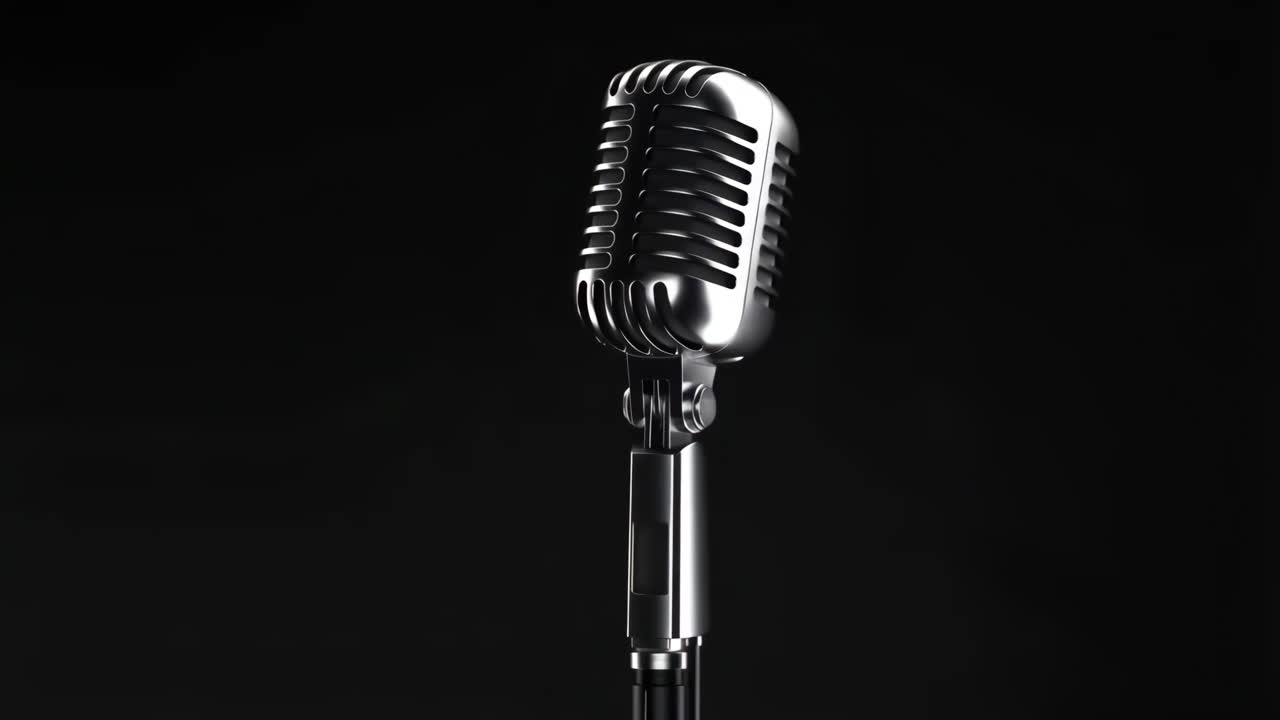 Classic Vintage Microphone on Dark Background