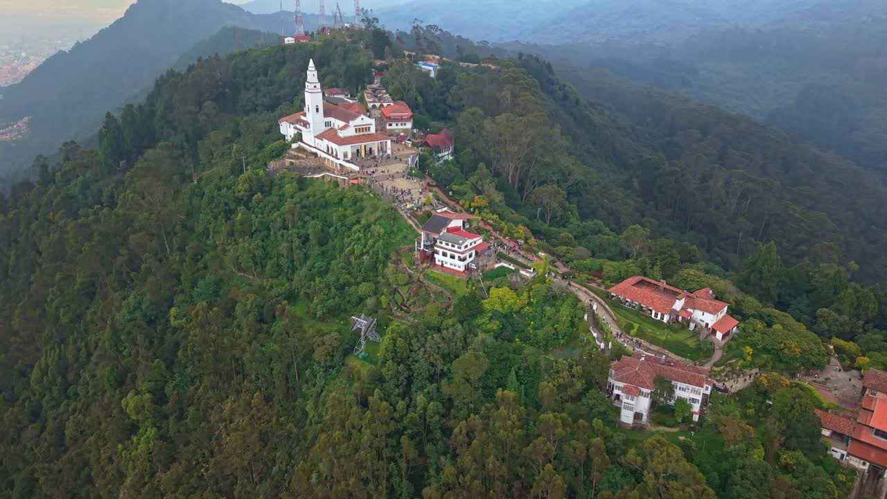 Aerial view of Monserrate sanctuary in Bogota, a scenic religious site