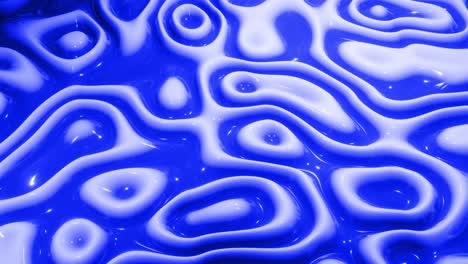 fondo líquido azul en bucle en 4k. patrón ondulado abstracto en la superficie brillante y brillante del fluido azul, ondas en el fluido de pintura en animación suave. líquido viscoso 3d. telón de fondo creativo