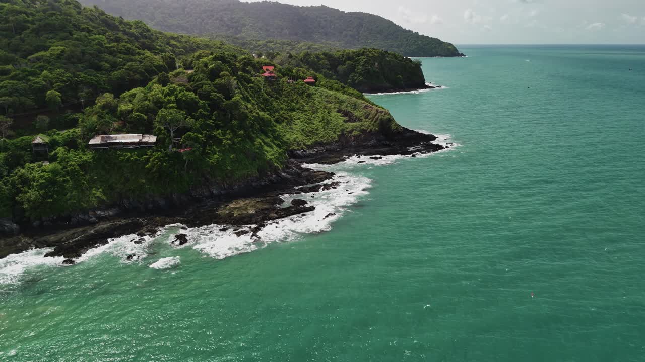 Aerial Drone Footage of Turquoise Coastal Waters at Lanta, Thailand