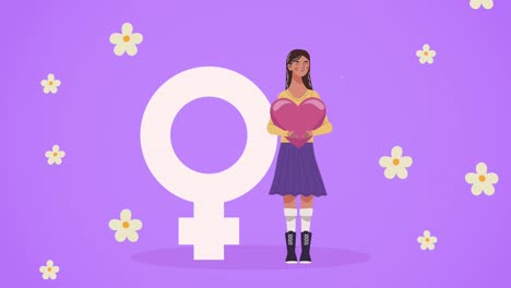 biglietto di felicità per la festa della donna con simbolo di genere femminile e femminile