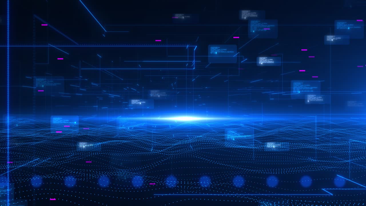 Cyberspace big data digital business hi tech matrix tunnel binary code encrypted nodes technology