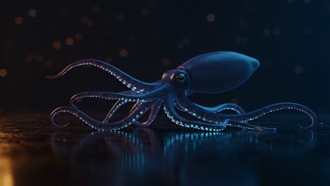 a mesmerizing deep-sea creature: the luminous octopus captured in stunning detail in a dark, underwater environment