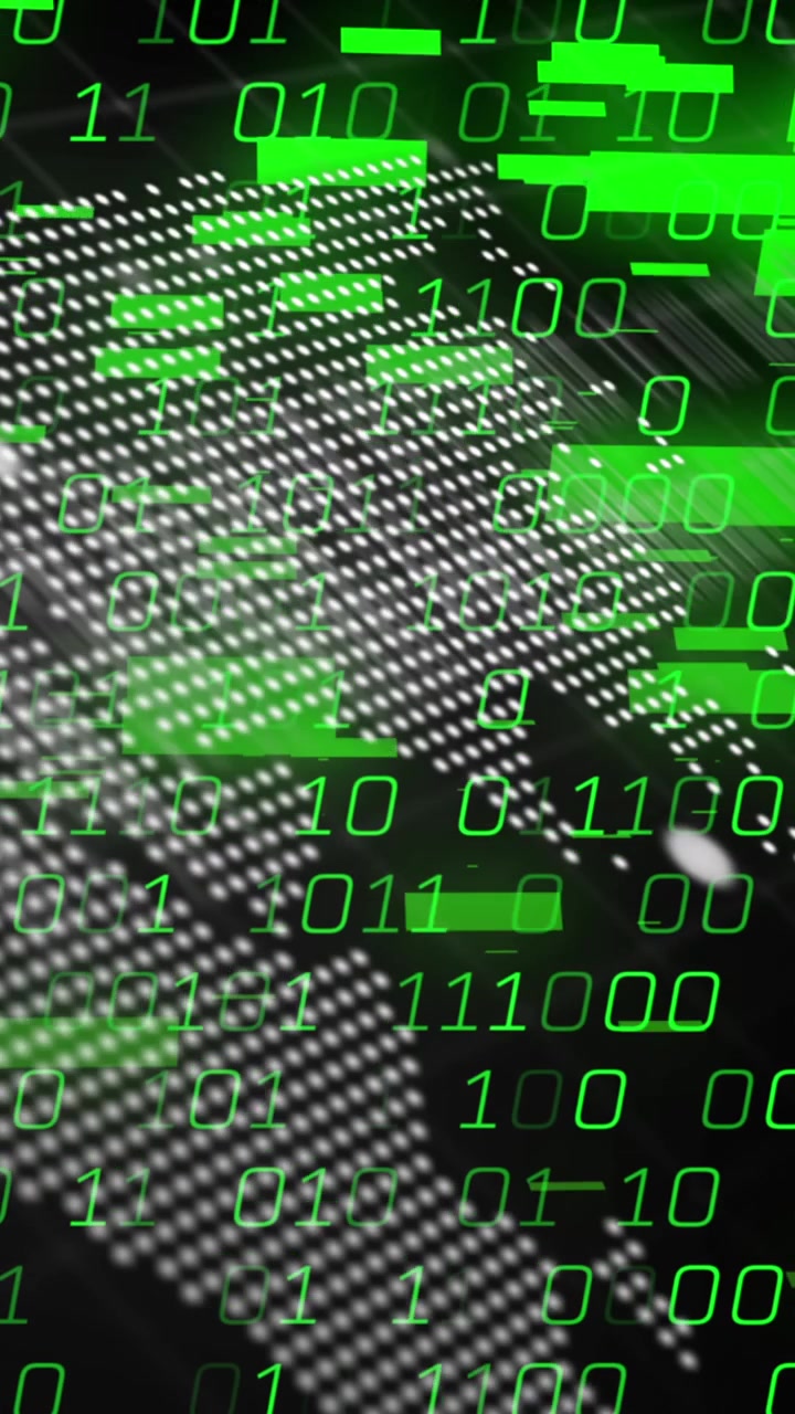 Animación del procesamiento de datos sobre fondo negro
