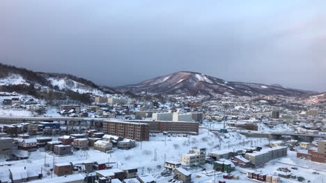 otaru city view with snow ,hokkaido japan