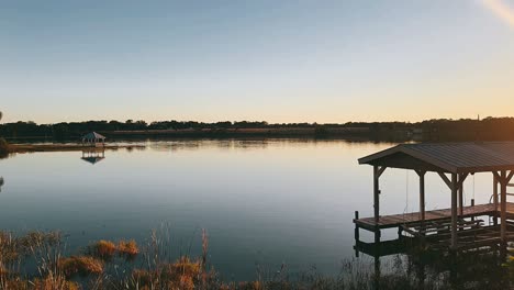 serene lakeside sunset