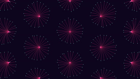 Illusionsneonkreismuster-In-Reihen-Mit-Neonpunkten-Auf-Dunklem-Farbverlauf