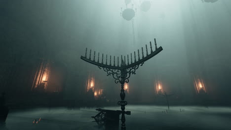 interior oscuro y misterioso de la iglesia