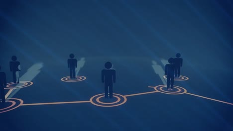 animación de redes de conexiones con iconos sobre fondo azul