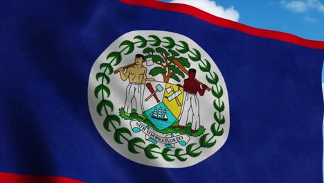 belize flag waving in the wind, blue sky background. 4k