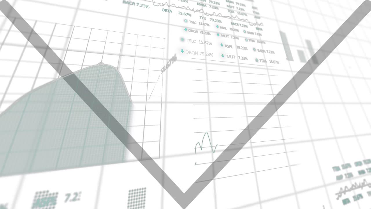 Animation of financial data processing over white background