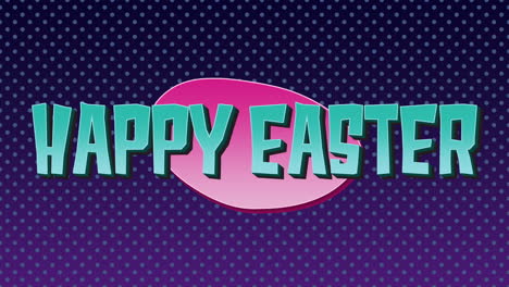 Happy-Easter-with-retro-dots-pattern-on-blue-gradient