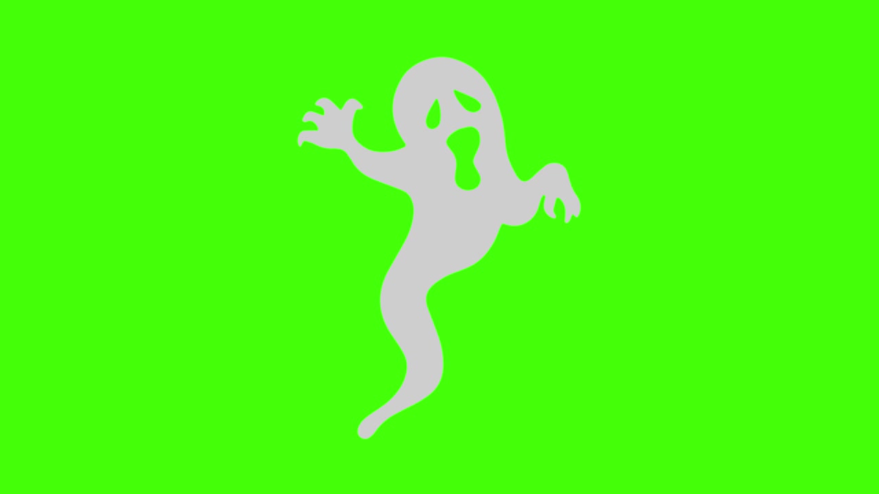 Ghost animation, flat design on green screen chroma key, halloween graphic element