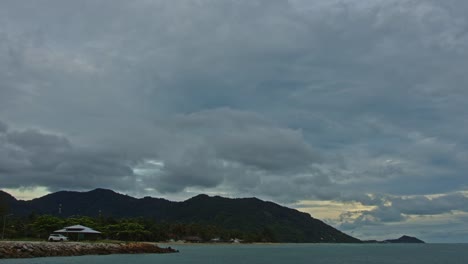 dramatic cloudy sunset over the tropical coast