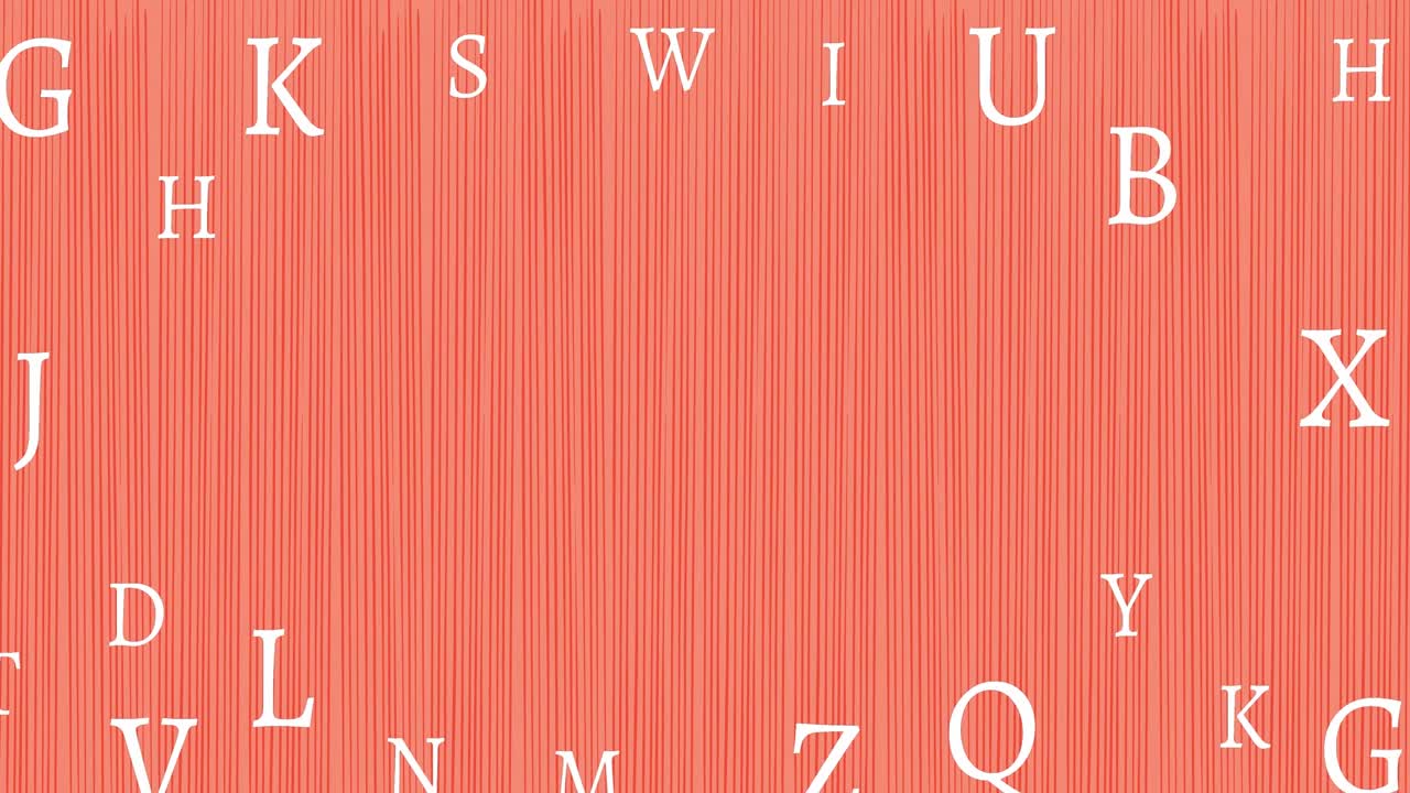 animación de letras flotantes y espacio de copia en fondo rosa