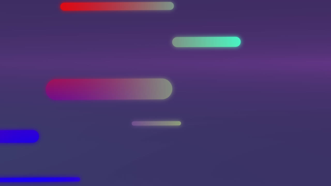 Animation of multi coloured neon stripes on purple background
