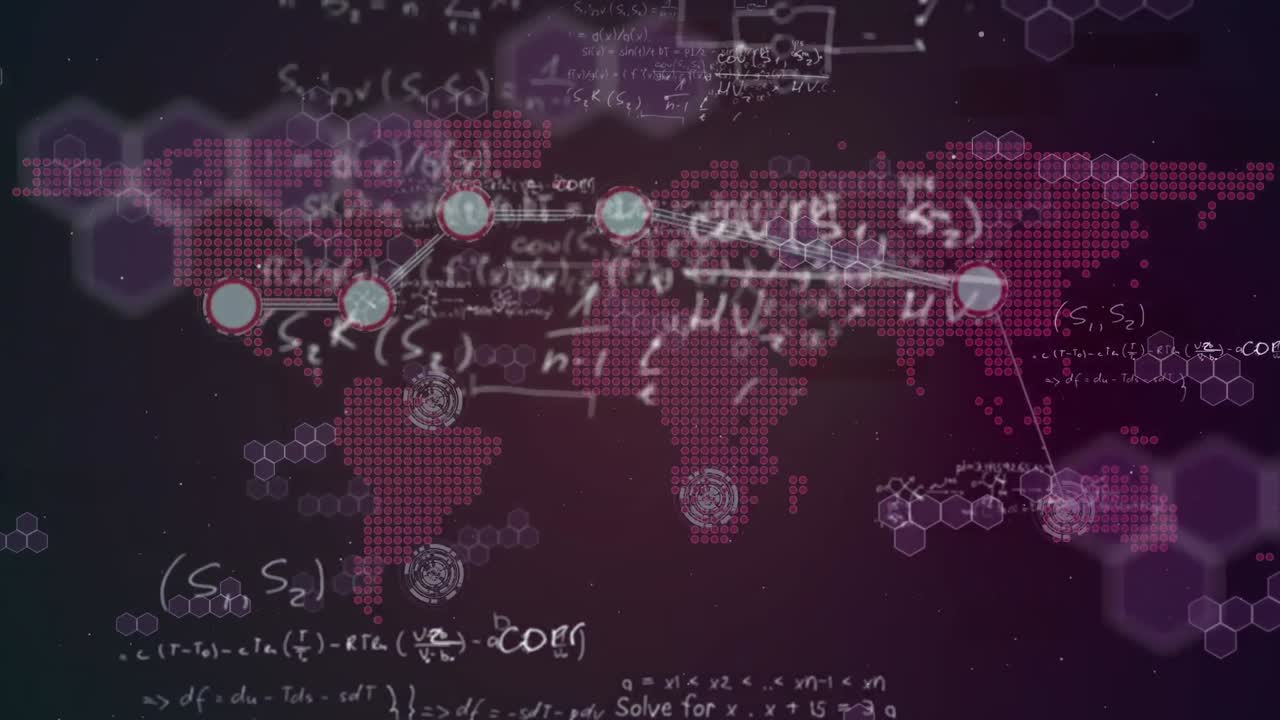 animación del procesamiento de datos sobre el mapa del mundo