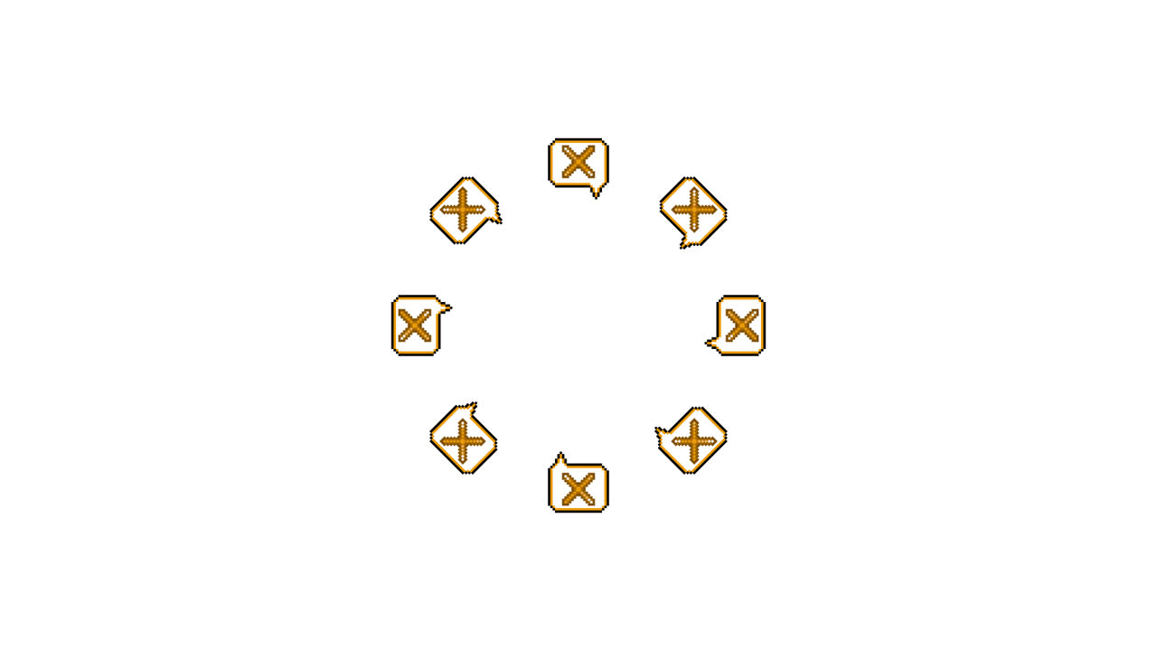 Pixel Art Speech bubble Cross mark Spinning Circle Animated Overlay Transparent 30fps (8)