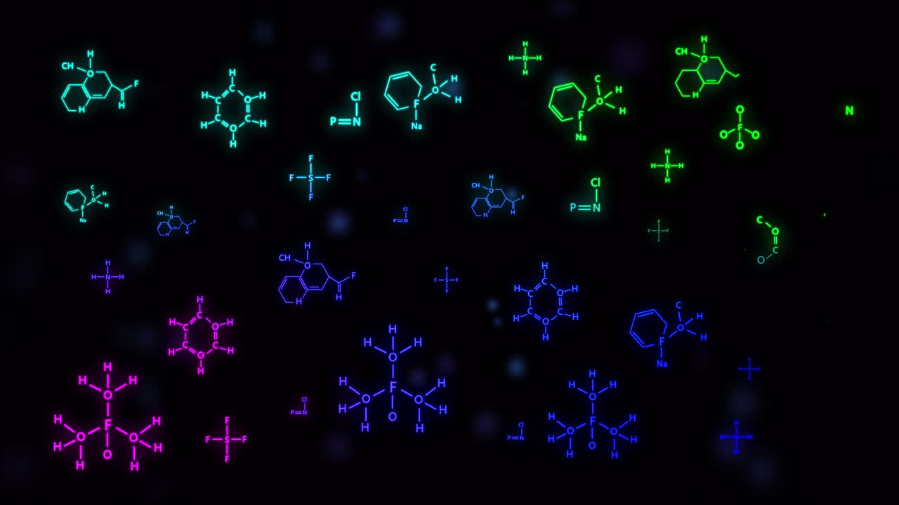 animación de la fórmula química sobre un fondo negro