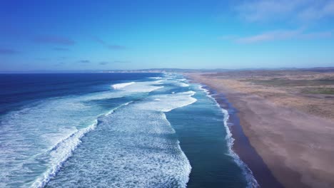 aerial pull back over northern california beach