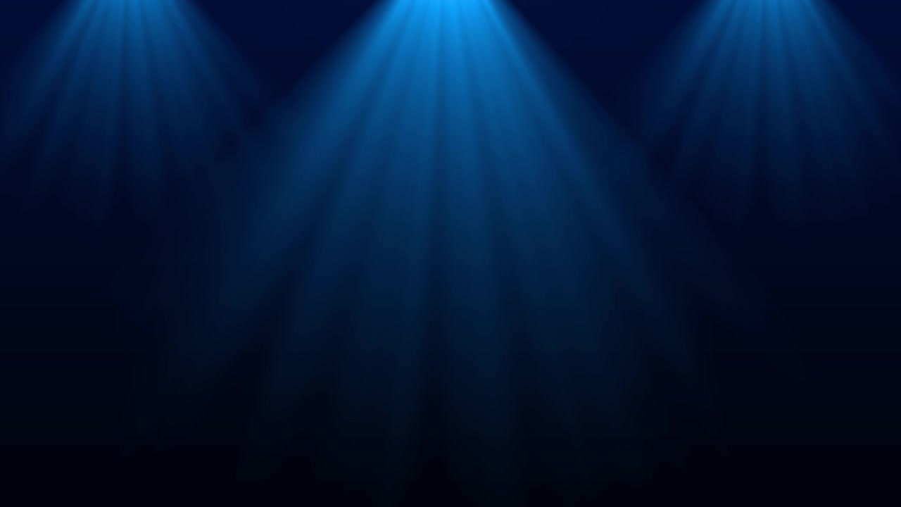 Three Blue Spotlights Shining Down on Dark Background