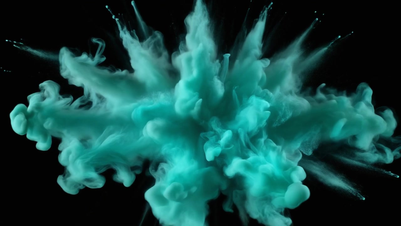Turquoise Powder Explosion Against Black Background
