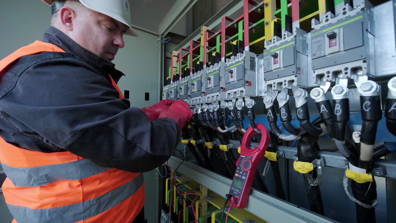 comprobación de los niveles de tensión de funcionamiento del compartimento de los aparatos de conmutación de los paneles solares