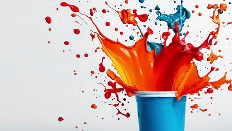 Colorful Paint Splash Explosion from Cup