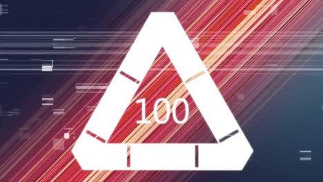 animation of number 100 in a loading triangle