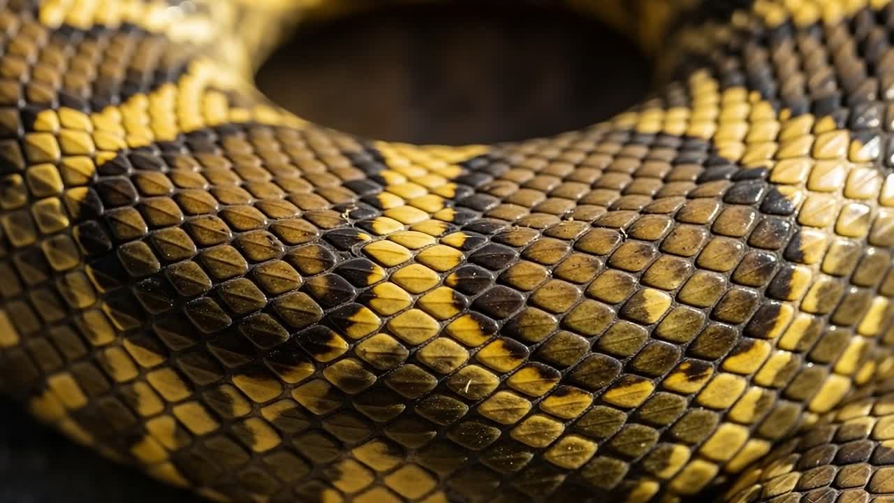 Close-Up Details of a Beautifully Patterned Snake Captured in Two Frames, Showcasing the Intricate Scales and Unique Coloration from Different Angles