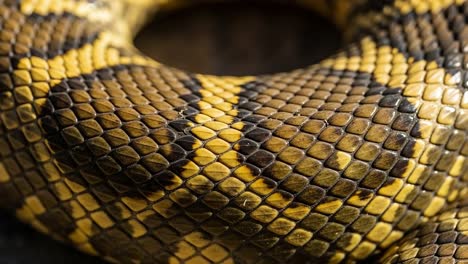 close-up details of a beautifully patterned snake captured in two frames, showcasing the intricate scales and unique coloration from different angles