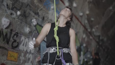 fear of falling while rock climbing at la foixarda center barcelona