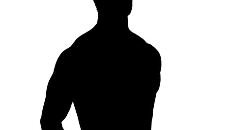 muscular silhouette of man flexing muscles