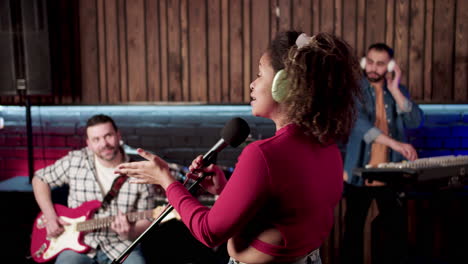 musical group in the studio