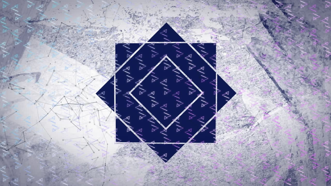 Animation of shapes moving on blue background