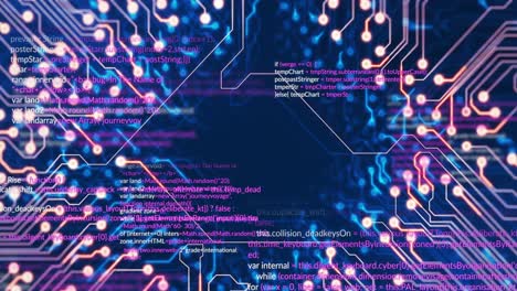 animación del procesamiento de datos sobre un fondo azul