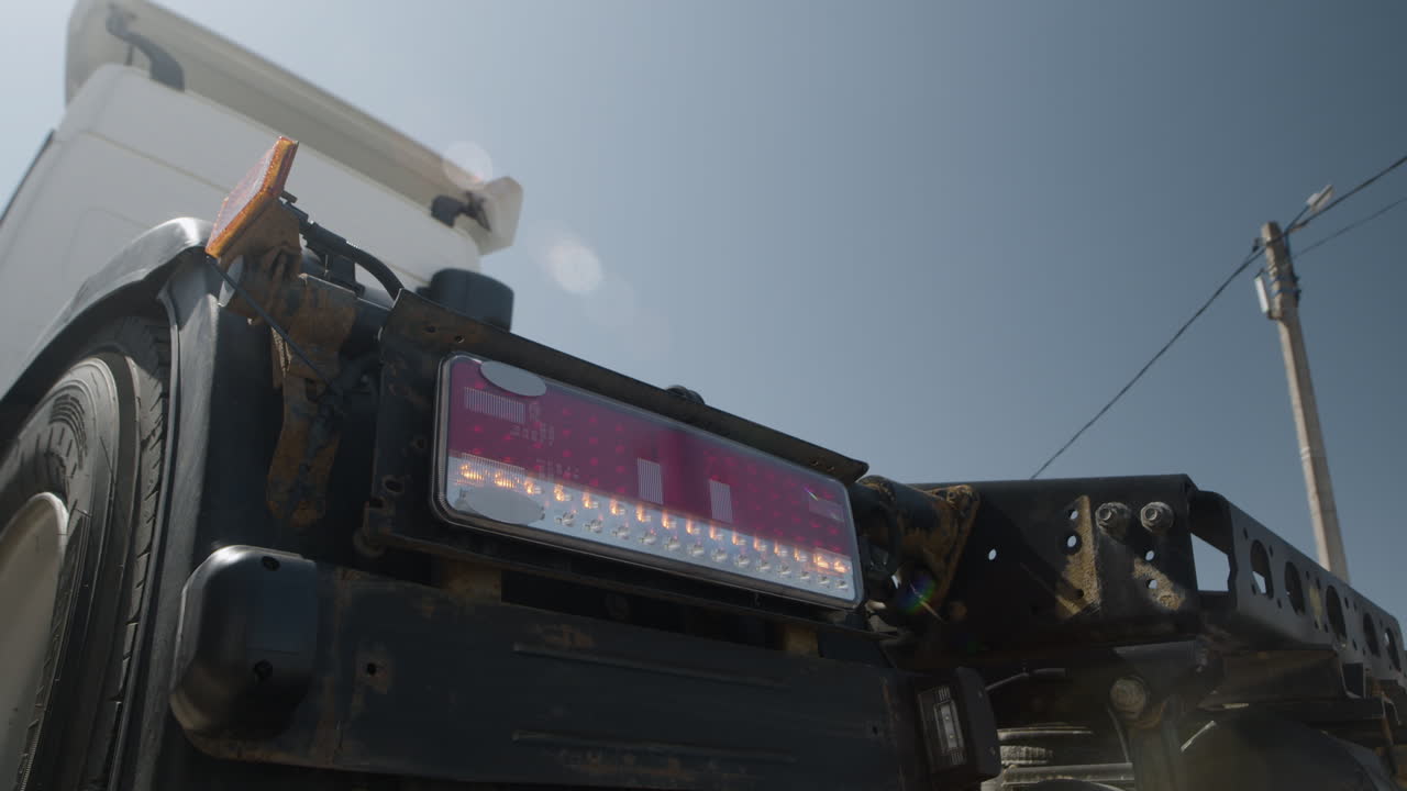 Close-up of a truck's tail light