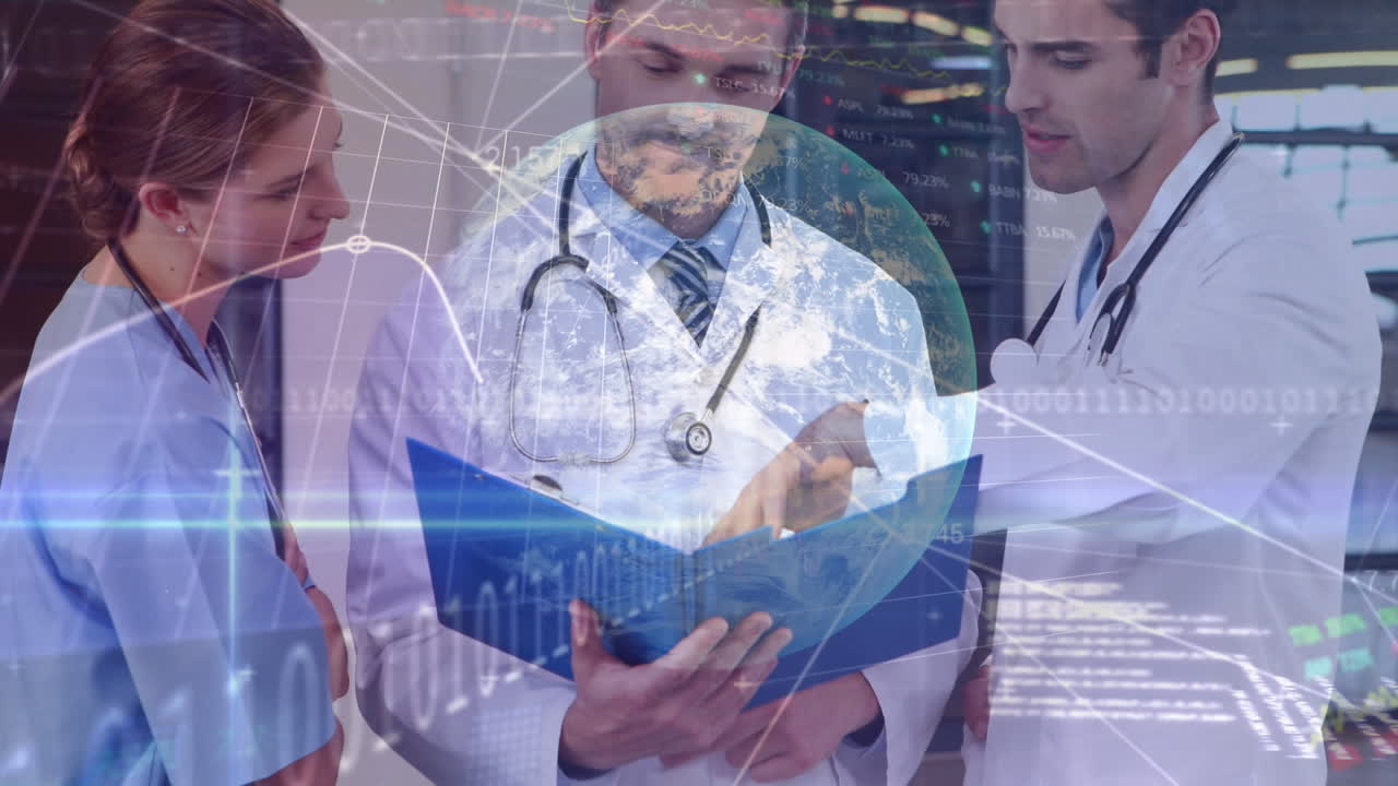 지구의 애니메이션, 바이너리 코딩 및 다양한 의사에 대한 데이터 처리