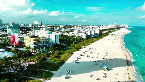 Drone-flying-over-South-Pointe-Beach-in-Miami-Florida